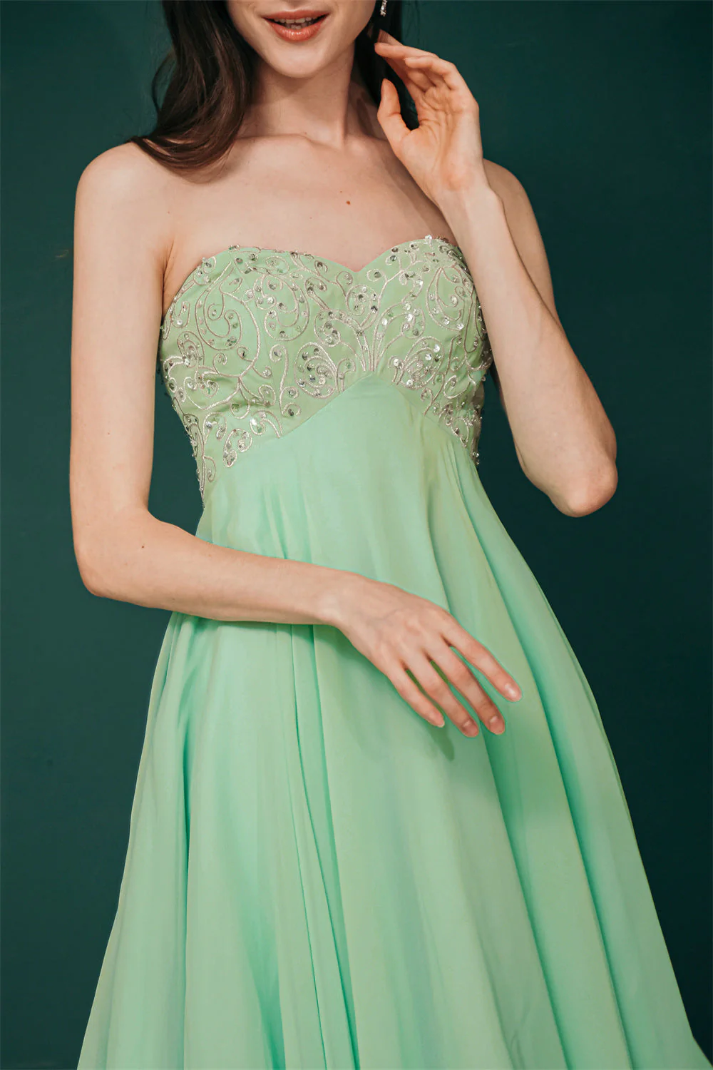 Burgundy Sweetheart Sparkle Beaded Chiffon Homecoming Dress - Image 4
