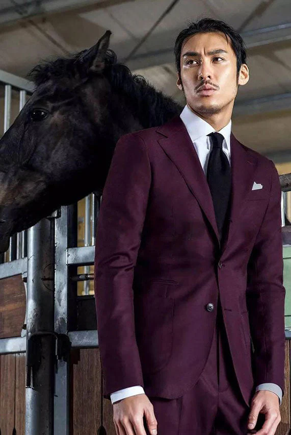 Burgundy Two Buttons Business Suits Wine Red Mens Suits for Prom - Image 2