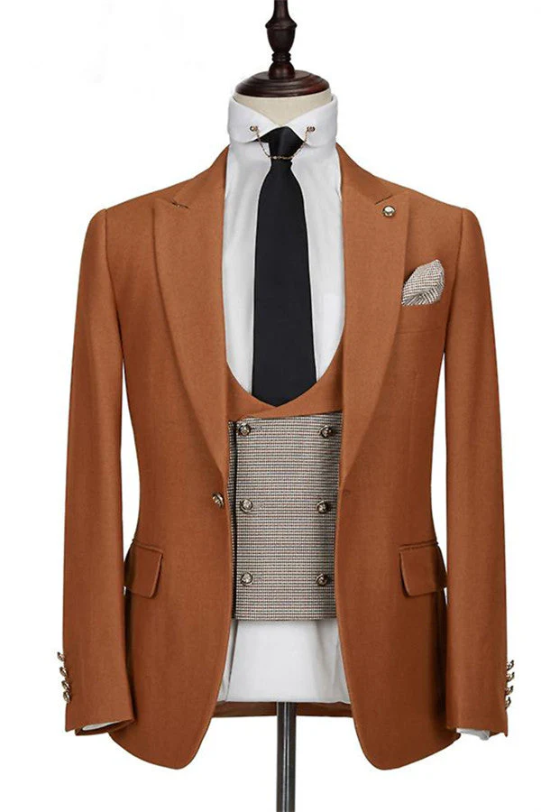 Caramel Slim Fit Dinner Suits For Men Formal Bespoke Prom Suits Tuxedos 3 Pieces - Image 2