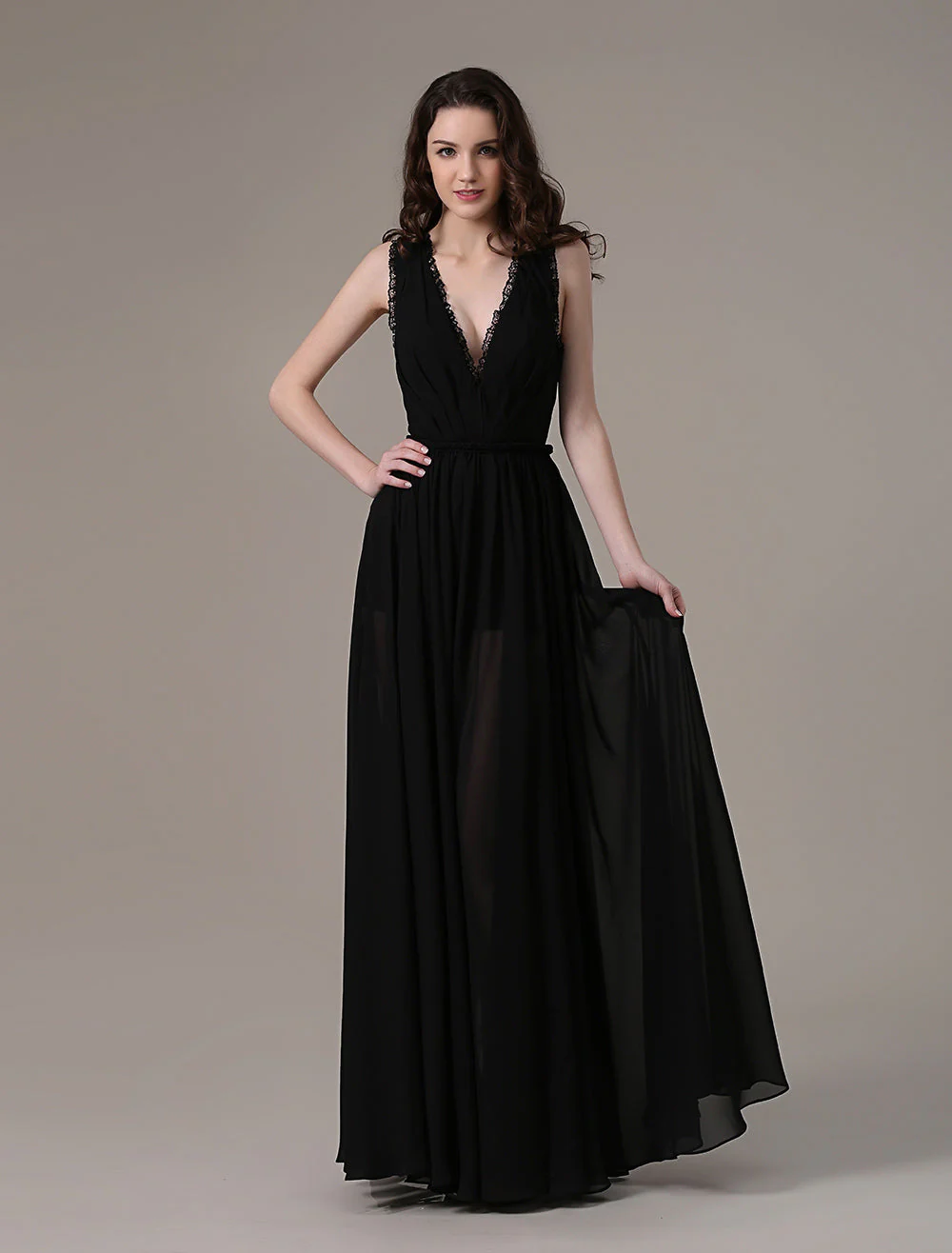 Glamorous Celebrity Dresses A Line Cut Out Elegant See Through Chiffon Festival Dress - Image 4
