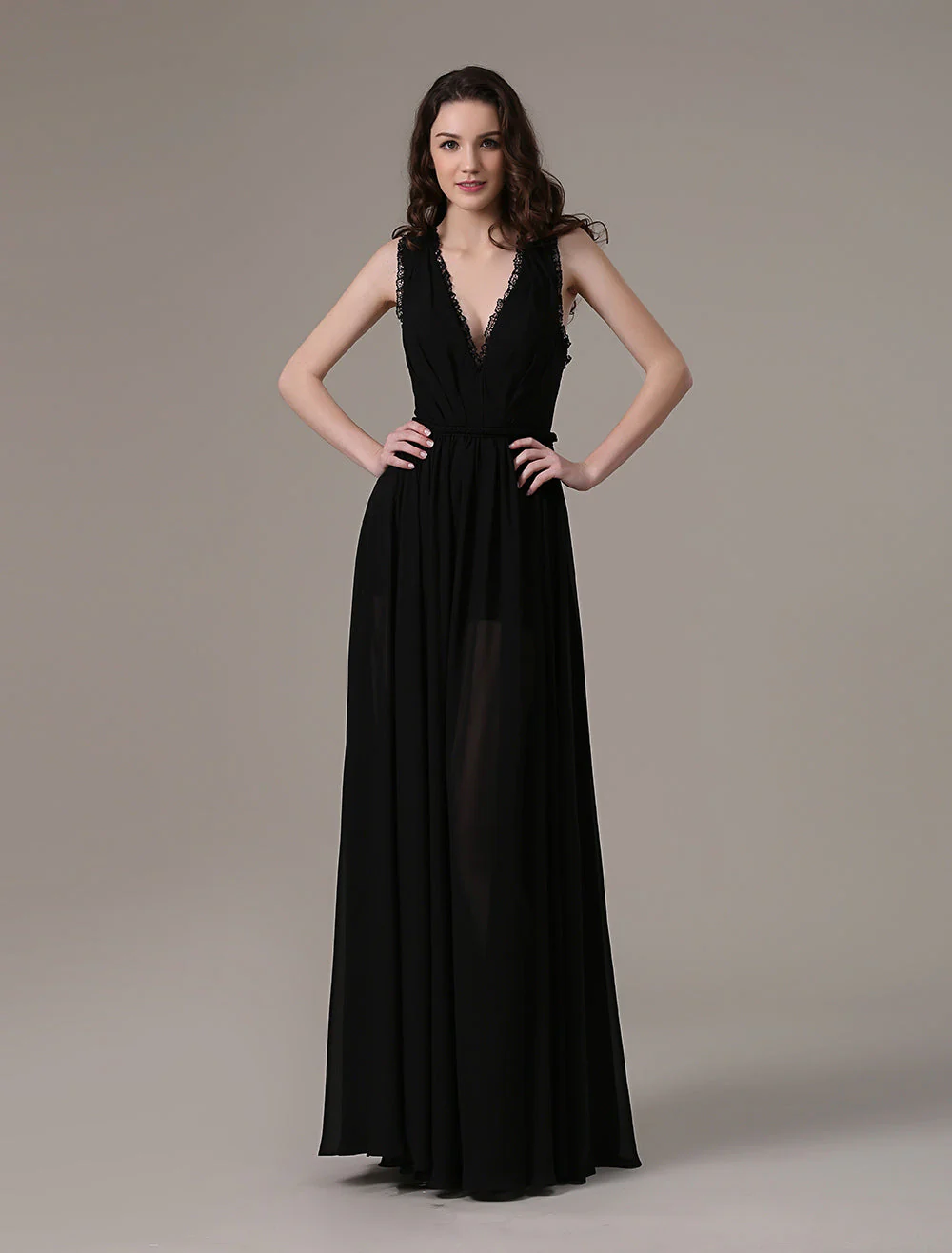 Glamorous Celebrity Dresses A Line Cut Out Elegant See Through Chiffon Festival Dress - Image 5