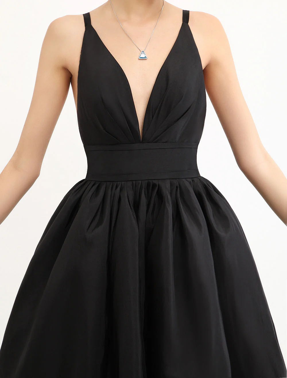 Modern Celebrity Dresses Black Oscar Evening Dress Straps Backless Deep V Taffeta Dress - Image 7