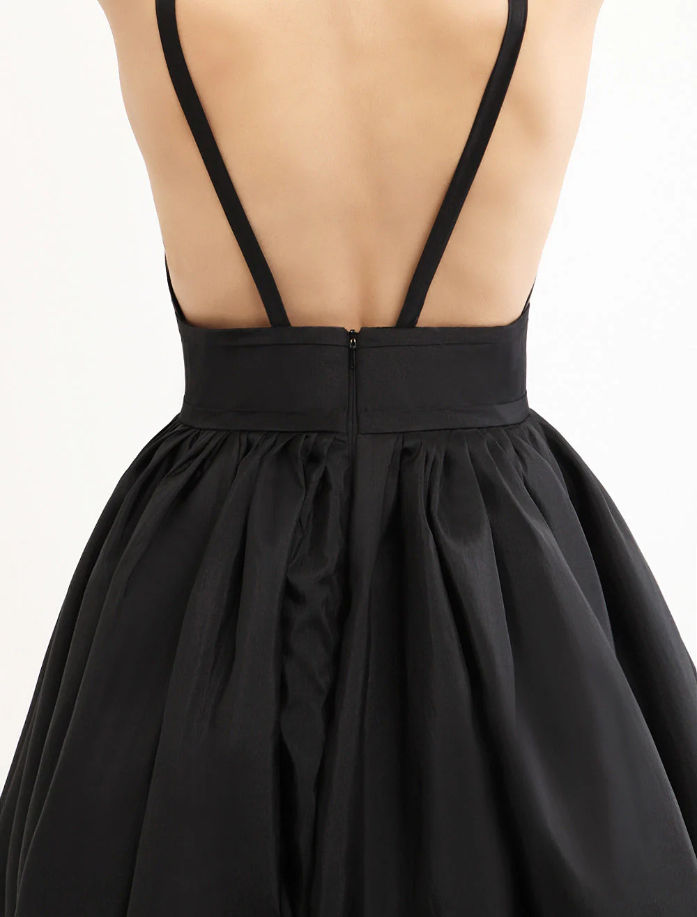 Modern Celebrity Dresses Black Oscar Evening Dress Straps Backless Deep V Taffeta Dress - Image 8
