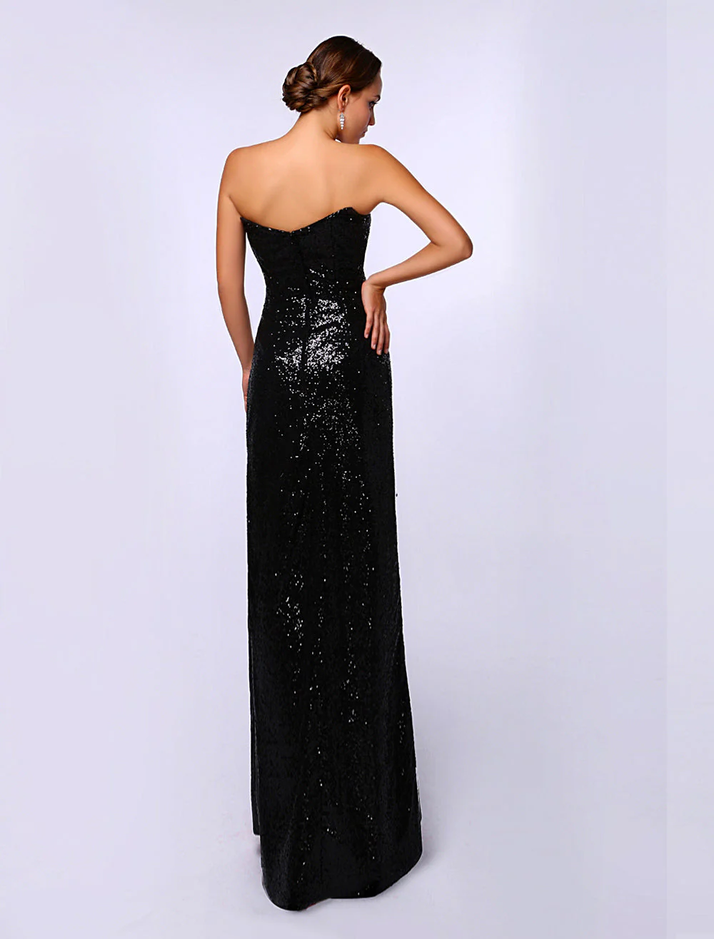Amazing Celebrity Dresses Sheath Black Sequined Sweetheart Neck Evening Dress Inspired By Rosario Dawson At Oscar - Image 4