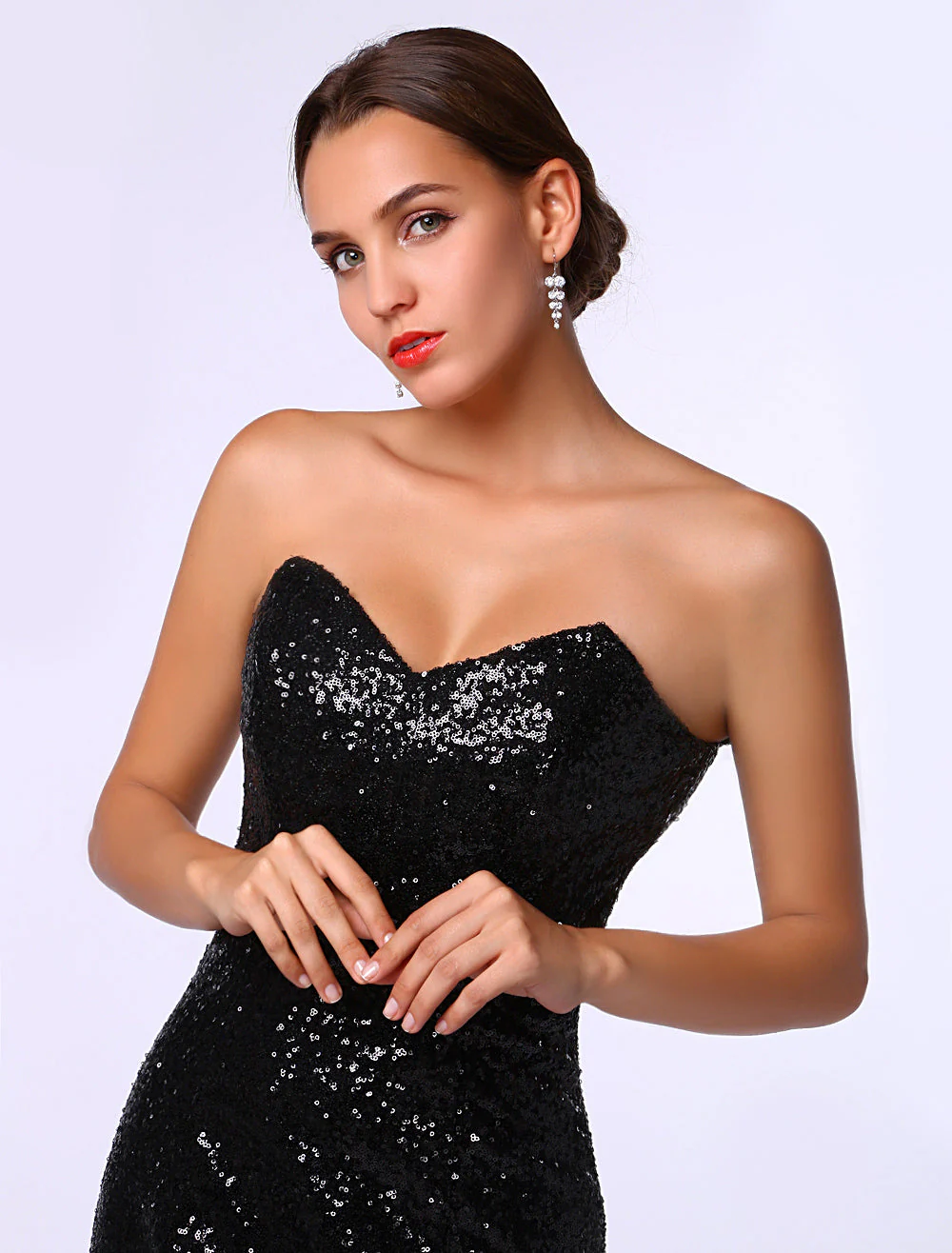 Amazing Celebrity Dresses Sheath Black Sequined Sweetheart Neck Evening Dress Inspired By Rosario Dawson At Oscar - Image 6