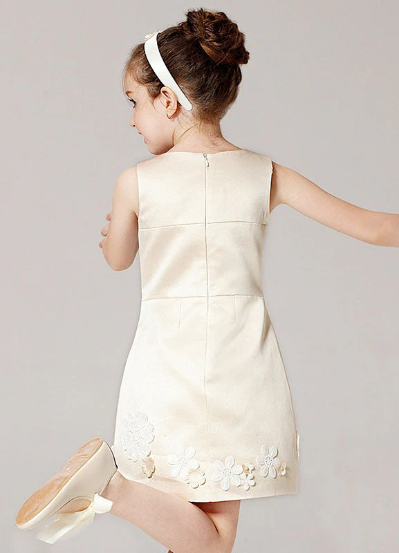 Champagne A-line Flower Applique Beaded Short flower girl dress With Jacket - Image 4