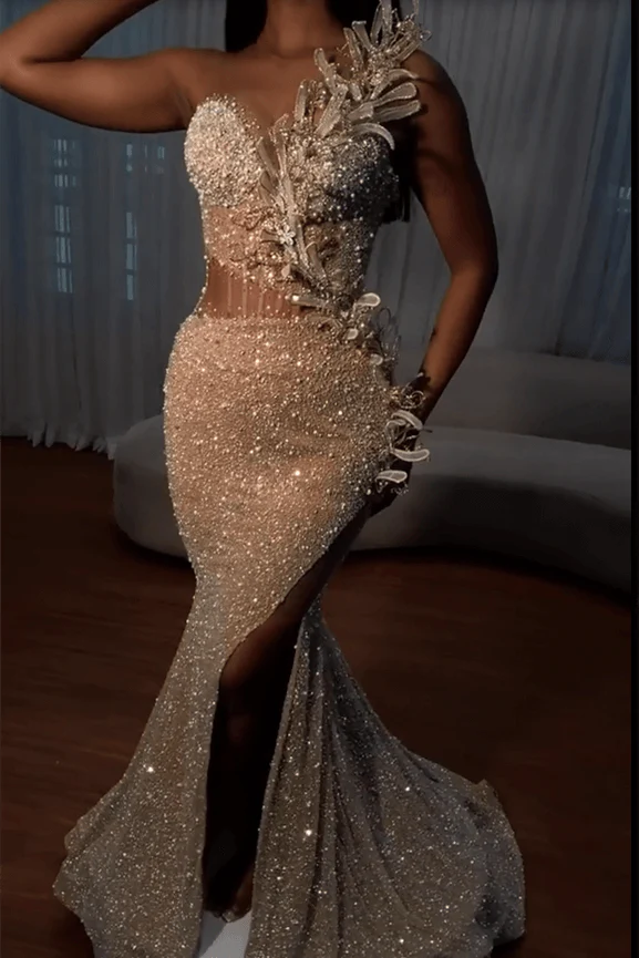 Gorgeous Sweetheart Sleeveless Mermaid Prom Dresses With Split Sequins Beadings - Image 3