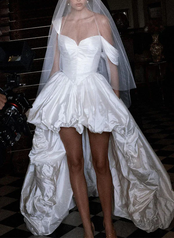 Charmeuse Wedding Dresses Chic A-line Elegant Sweetheart Sleeveless Court Train - Image 2