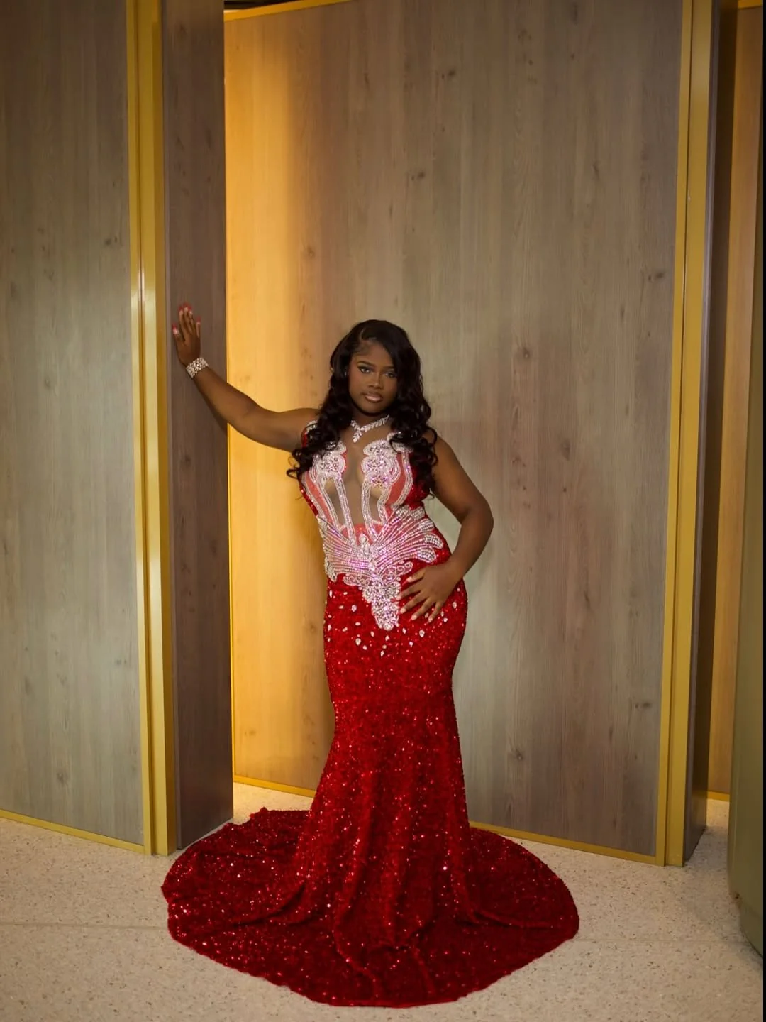 Charming Burgundy Sleeveless Sequin Prom Dresses Mermaid Sheath With Gem - Image 3