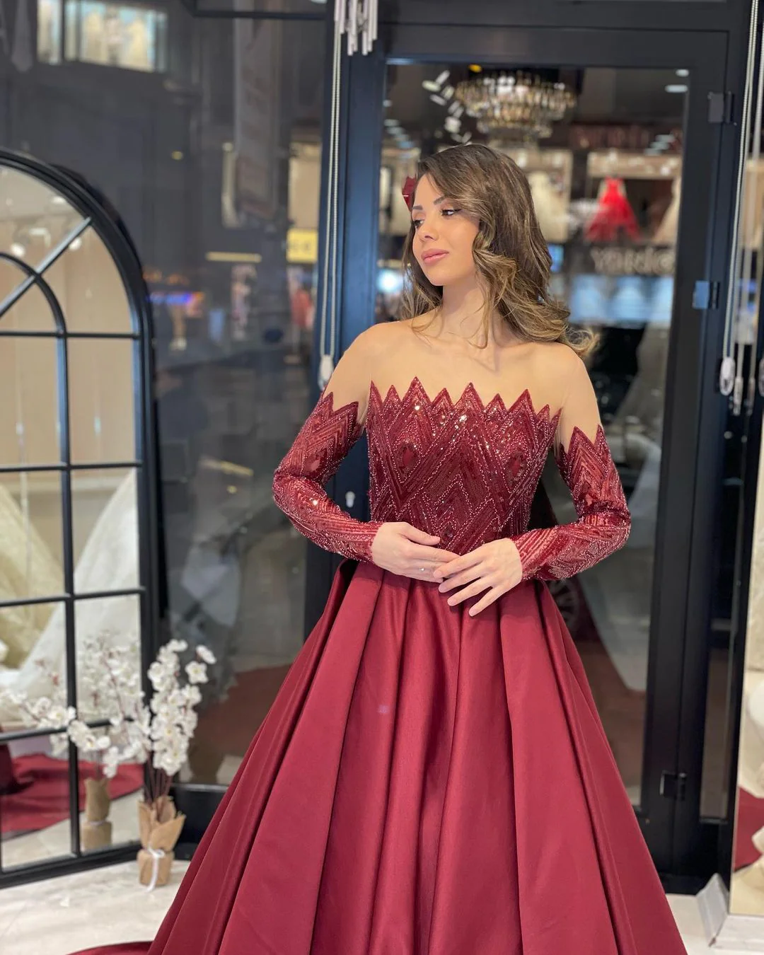 New Arrival Strapless Long Sleeves Wedding Dress With Ruffles Long - Image 2