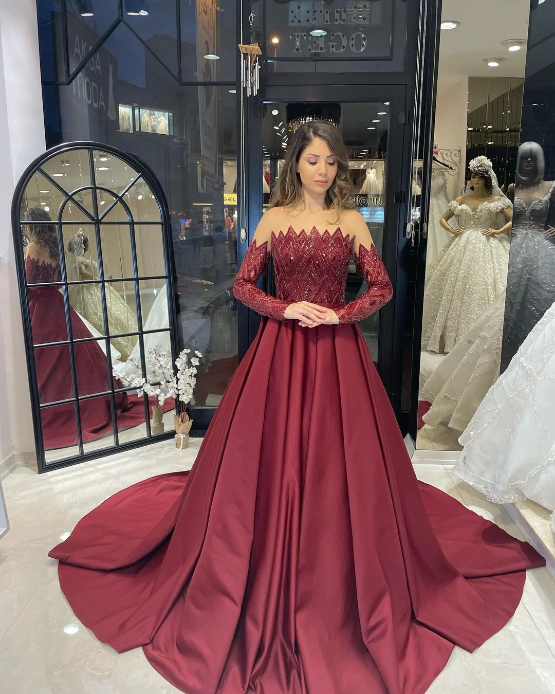 New Arrival Strapless Long Sleeves Wedding Dress With Ruffles Long - Image 3