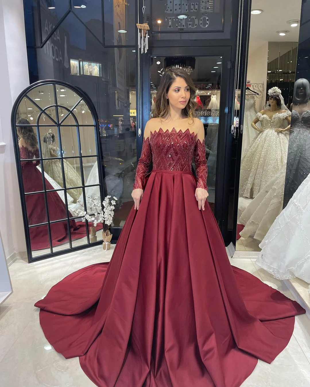 New Arrival Strapless Long Sleeves Wedding Dress With Ruffles Long - Image 4