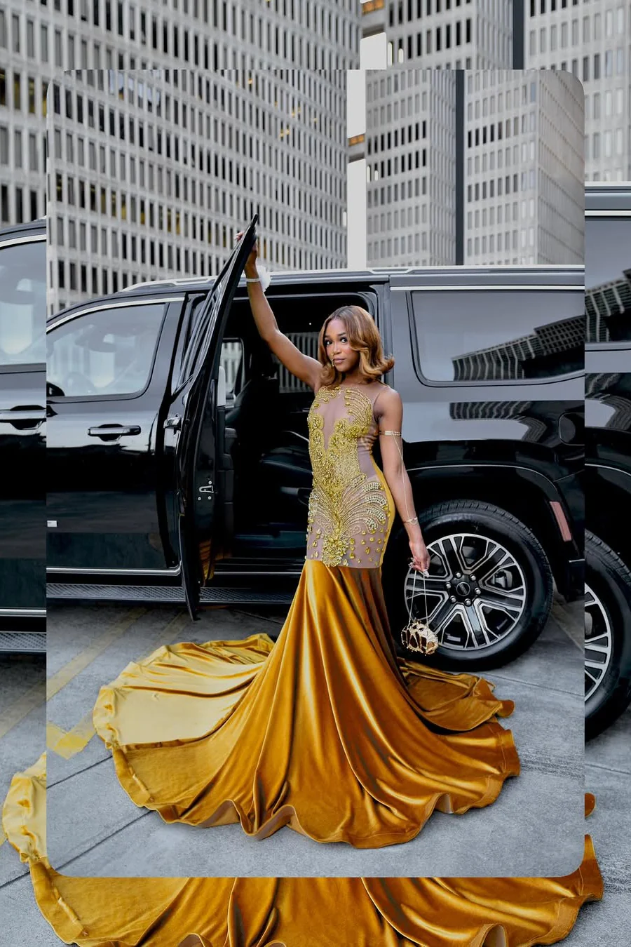Charming Gold Sleeveless Velvet Mermaid Prom Dresses Column Gem With Pleats - Image 3