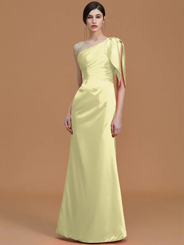 Mermaid Gorgeous One Shoulder Sleeveless Ruched Satin Bridesmaid Dresses - Image 13
