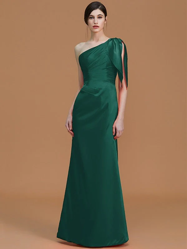 Mermaid Gorgeous One Shoulder Sleeveless Ruched Satin Bridesmaid Dresses - Image 14