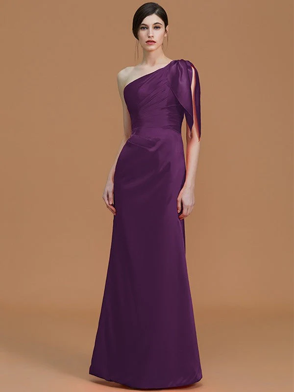 Mermaid Gorgeous One Shoulder Sleeveless Ruched Satin Bridesmaid Dresses - Image 18