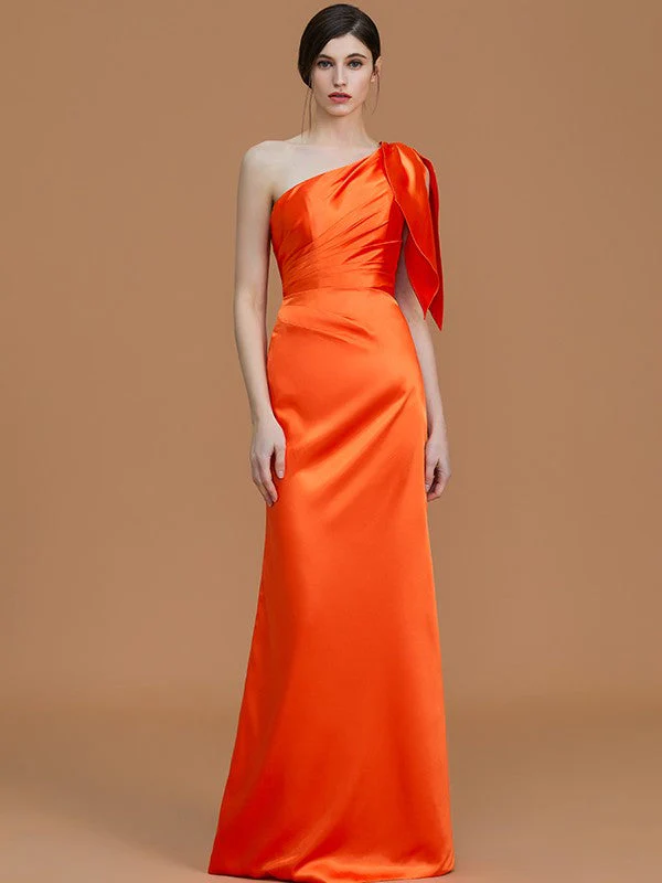 Mermaid Gorgeous One Shoulder Sleeveless Ruched Satin Bridesmaid Dresses - Image 2