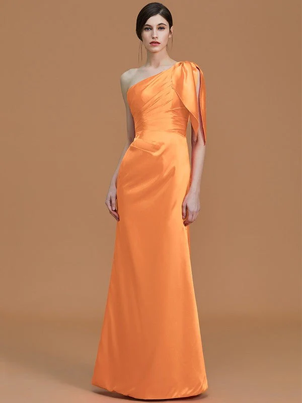 Mermaid Gorgeous One Shoulder Sleeveless Ruched Satin Bridesmaid Dresses - Image 25
