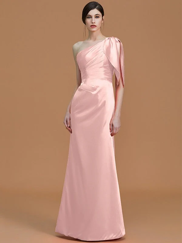 Mermaid Gorgeous One Shoulder Sleeveless Ruched Satin Bridesmaid Dresses - Image 26