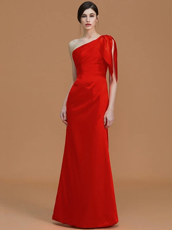 Mermaid Gorgeous One Shoulder Sleeveless Ruched Satin Bridesmaid Dresses - Image 28