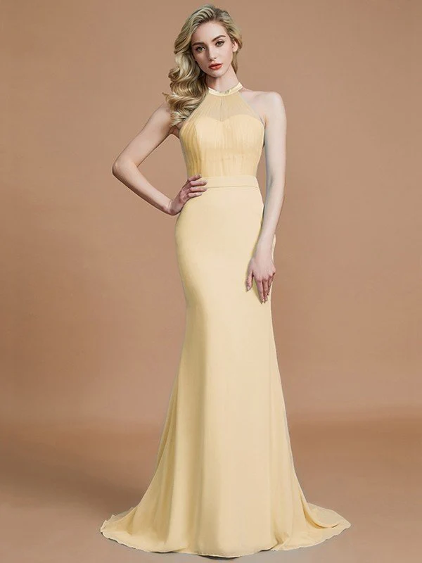 Mermaid Gorgeous Sleeveless Scoop Chiffon Bridesmaid Dresses - Image 11