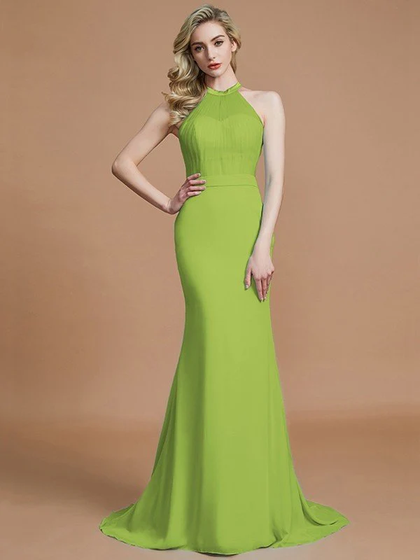 Mermaid Gorgeous Sleeveless Scoop Chiffon Bridesmaid Dresses - Image 19