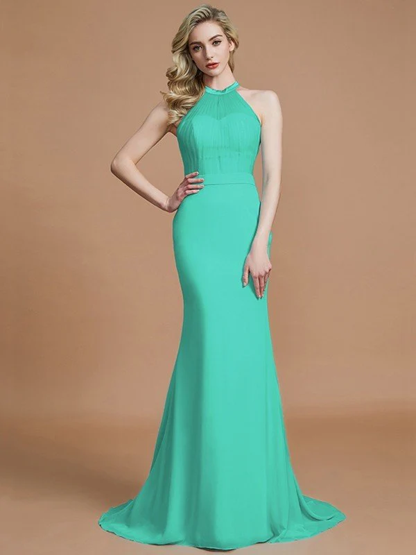 Mermaid Gorgeous Sleeveless Scoop Chiffon Bridesmaid Dresses - Image 20
