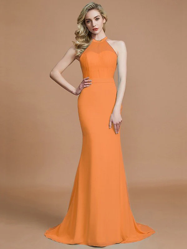 Mermaid Gorgeous Sleeveless Scoop Chiffon Bridesmaid Dresses - Image 25