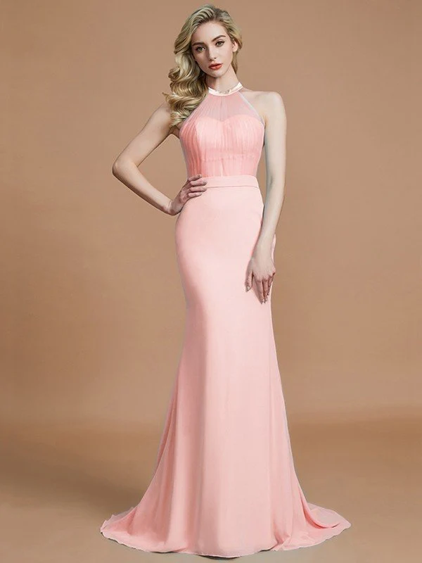 Mermaid Gorgeous Sleeveless Scoop Chiffon Bridesmaid Dresses - Image 26