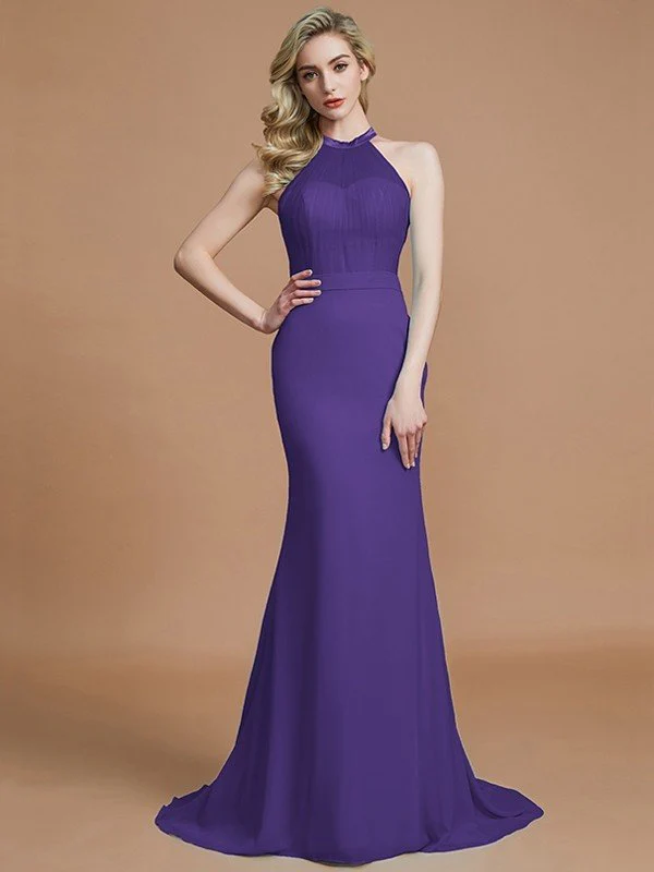 Mermaid Gorgeous Sleeveless Scoop Chiffon Bridesmaid Dresses - Image 29