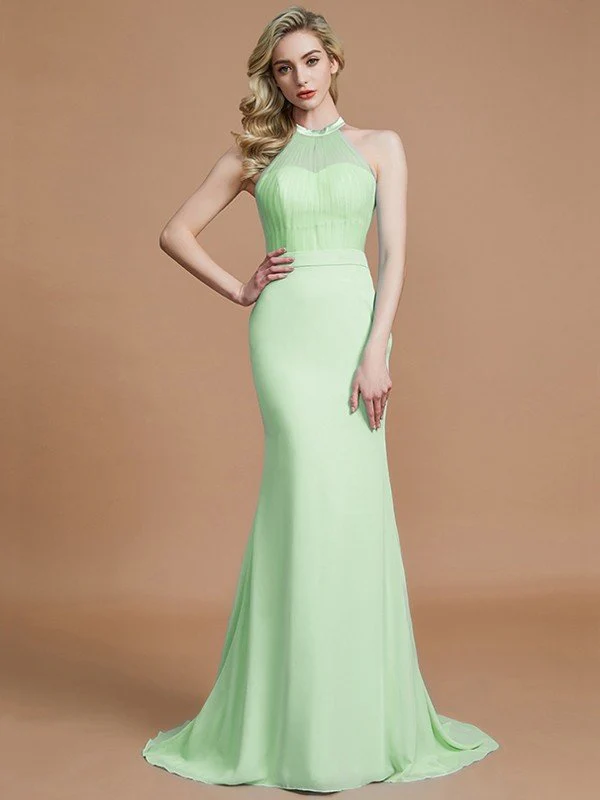 Mermaid Gorgeous Sleeveless Scoop Chiffon Bridesmaid Dresses - Image 31
