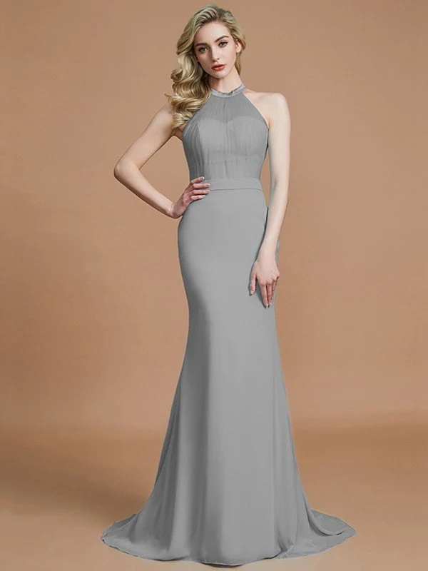 Mermaid Gorgeous Sleeveless Scoop Chiffon Bridesmaid Dresses - Image 32
