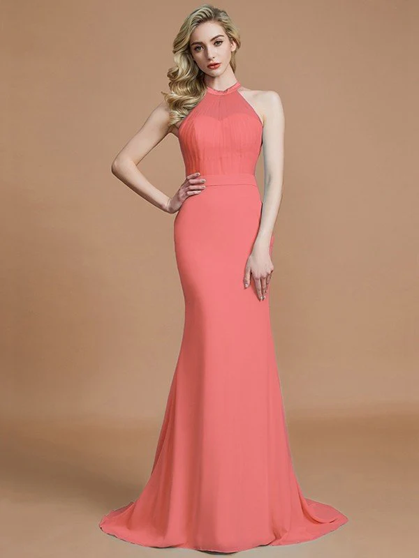 Mermaid Gorgeous Sleeveless Scoop Chiffon Bridesmaid Dresses - Image 33