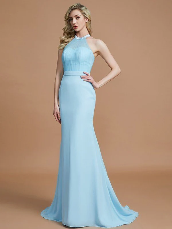 Mermaid Gorgeous Sleeveless Scoop Chiffon Bridesmaid Dresses - Image 4