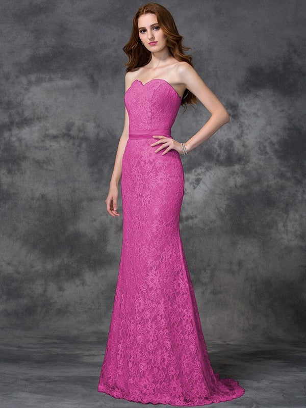 Mermaid Gorgeous Sweetheart Applique Sleeveless Long Satin Bridesmaid Dresses - Image 11