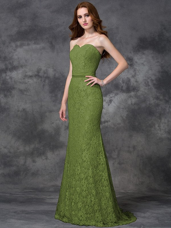 Mermaid Gorgeous Sweetheart Applique Sleeveless Long Satin Bridesmaid Dresses - Image 14