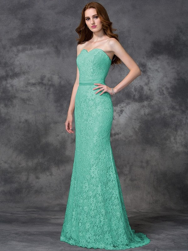 Mermaid Gorgeous Sweetheart Applique Sleeveless Long Satin Bridesmaid Dresses - Image 15
