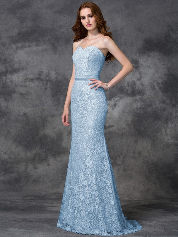 Mermaid Gorgeous Sweetheart Applique Sleeveless Long Satin Bridesmaid Dresses - Image 17