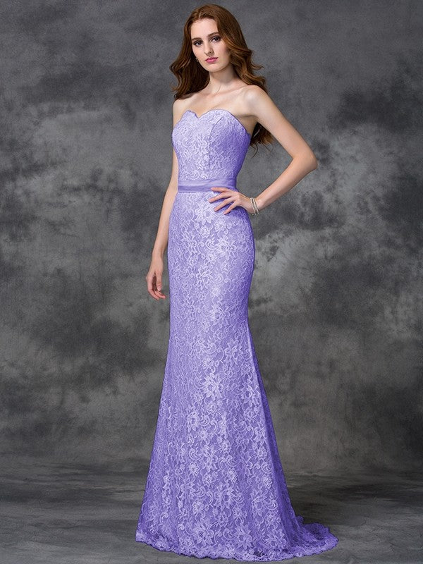 Mermaid Gorgeous Sweetheart Applique Sleeveless Long Satin Bridesmaid Dresses - Image 19