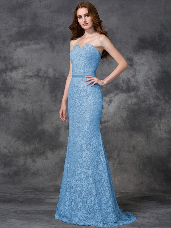 Mermaid Gorgeous Sweetheart Applique Sleeveless Long Satin Bridesmaid Dresses - Image 2
