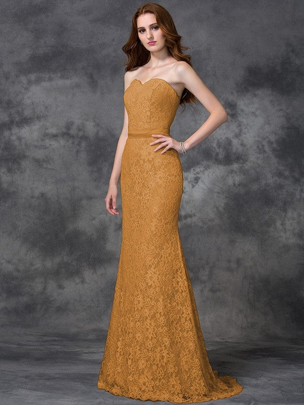 Mermaid Gorgeous Sweetheart Applique Sleeveless Long Satin Bridesmaid Dresses - Image 20