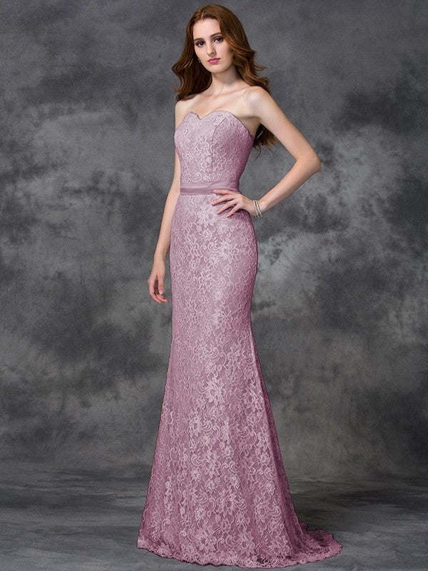 Mermaid Gorgeous Sweetheart Applique Sleeveless Long Satin Bridesmaid Dresses - Image 21