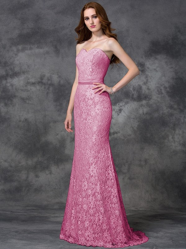 Mermaid Gorgeous Sweetheart Applique Sleeveless Long Satin Bridesmaid Dresses - Image 22