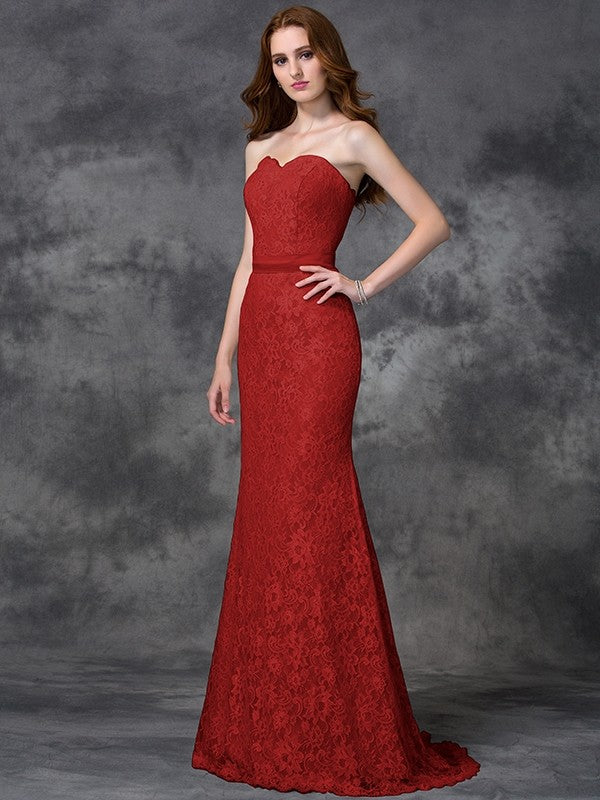 Mermaid Gorgeous Sweetheart Applique Sleeveless Long Satin Bridesmaid Dresses - Image 24