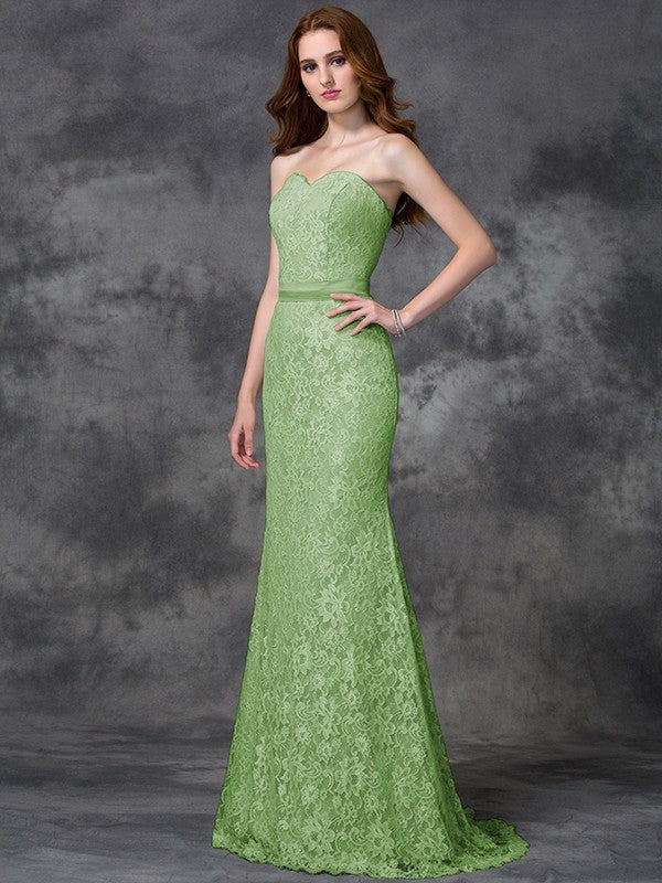 Mermaid Gorgeous Sweetheart Applique Sleeveless Long Satin Bridesmaid Dresses - Image 26