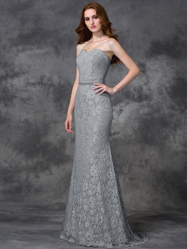 Mermaid Gorgeous Sweetheart Applique Sleeveless Long Satin Bridesmaid Dresses - Image 27