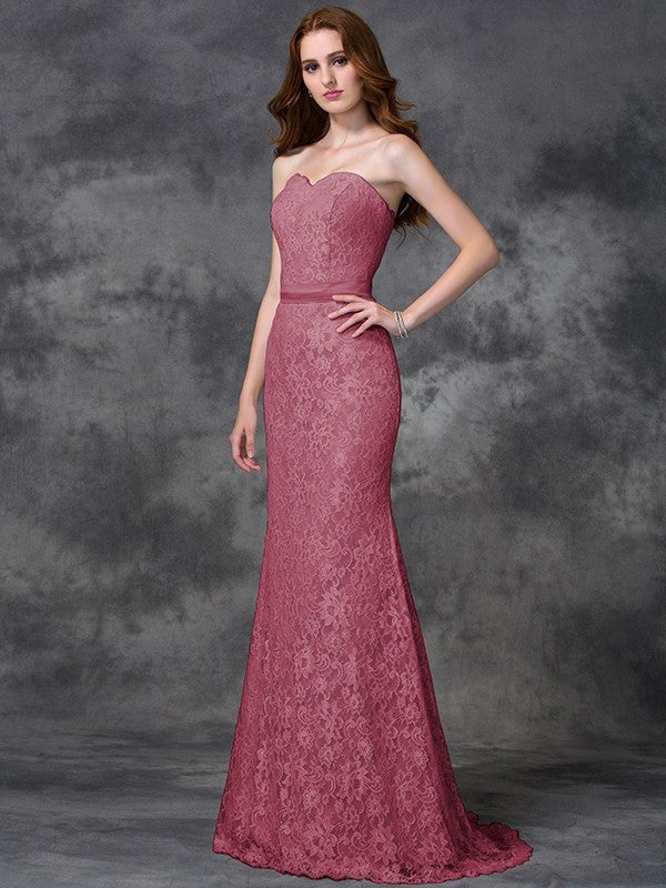 Mermaid Gorgeous Sweetheart Applique Sleeveless Long Satin Bridesmaid Dresses - Image 28
