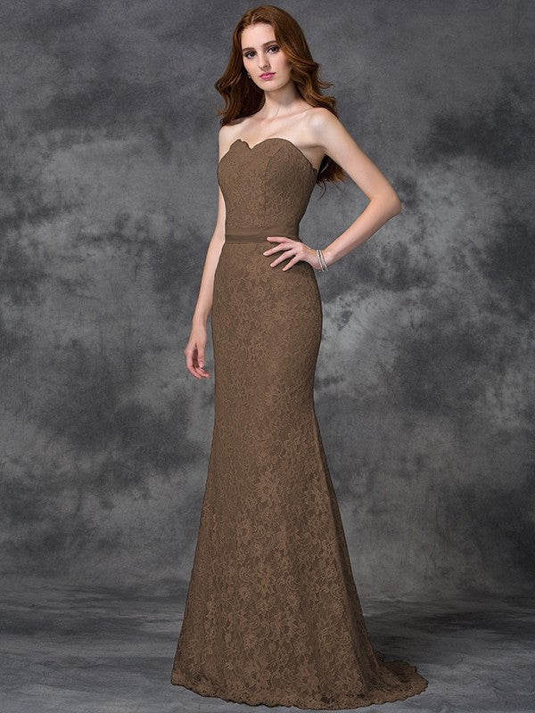 Mermaid Gorgeous Sweetheart Applique Sleeveless Long Satin Bridesmaid Dresses - Image 3