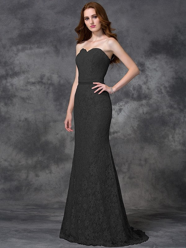 Mermaid Gorgeous Sweetheart Applique Sleeveless Long Satin Bridesmaid Dresses - Image 6