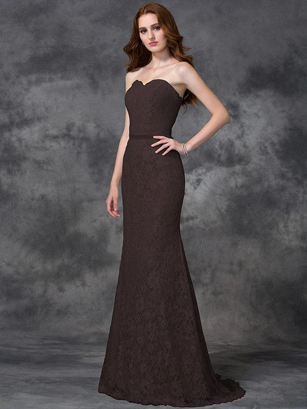 Mermaid Gorgeous Sweetheart Applique Sleeveless Long Satin Bridesmaid Dresses - Image 7
